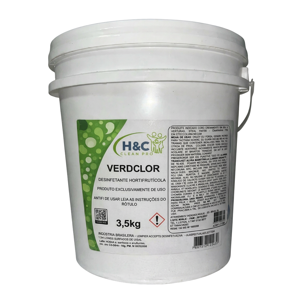 Verdeclor – Desinfetante clorolado em pó · balde 3,5 kg